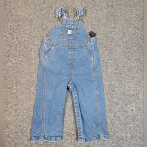 Carhartt Bib Overalls Denim Blue Jean Child Size Infant 18 Months Snap Crotch